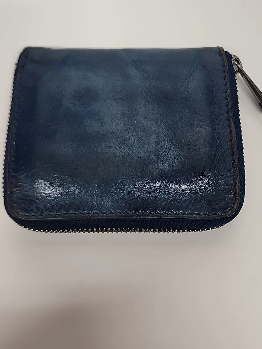 Free People Blue Leather Wallet Minimalist Unisex Quality Made